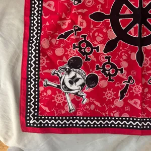 Disney Pirate Mickey Mouse Red Bandana 21"‎ Cotton Square Scarf Skull Crossbones thumbnail 7