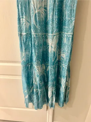 Chaudry Strapless Turquoise Maxi Dress with Smocked Bodice thumbnail 3