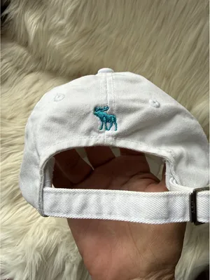 Abercrombie White Baseball Cap with Turquoise Embroidery thumbnail 3