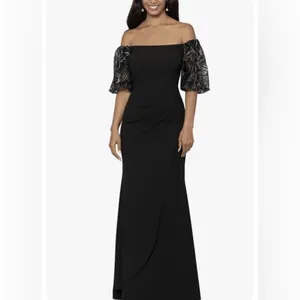 NEW Xscape Beaded Off Shoulder Gown Black Size 8 thumbnail 14