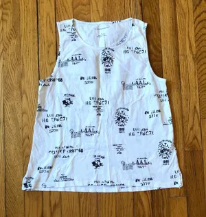 Anthropologie EUC Women's White Postal Shipping Code Sleeveless Top Size S thumbnail 1