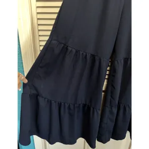 SHEIN Navy Wide Leg Pants High Rise Tiered Ruffle Size 0XL Flowy Elastic‎ Waist thumbnail 3