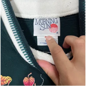 Vintage Morning Sun Forest‎ Green Crewneck Sweatshirt Mouse Leaf Print M thumbnail 5