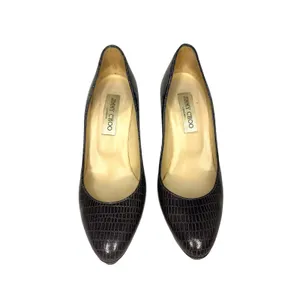 Jimmy Choo croc embossed round toe pump brown heels size 37‎ thumbnail 2