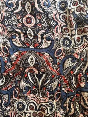 Abercrombie & Fitch Navy and Red Paisley-Print Spaghetti Strap Midi Dress thumbnail 3