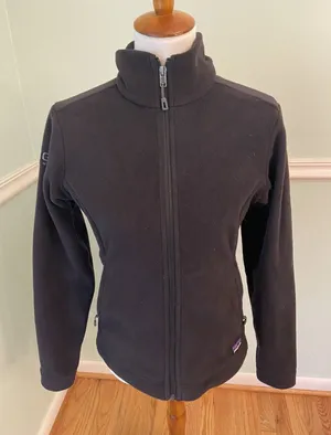 Patagonia‎ S Black Women's Micro Synchilla Logo Jacket Gorpcore thumbnail 1