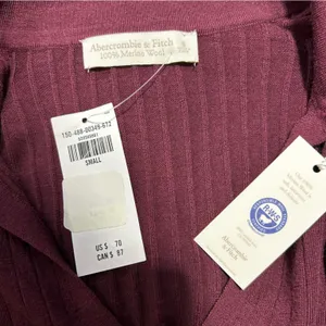 Abercrombie & Fitch 100% Merino Wool Ribbed Collared Sweater Preppy Academia thumbnail 5