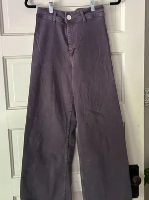 purple straight-leg high-waisted Zara marine jeans thumbnail 1