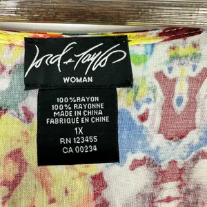 Lord & Taylor Woman 1X Multicolor Abstract Print Maxi Dress Boho Resort Vacation thumbnail 2