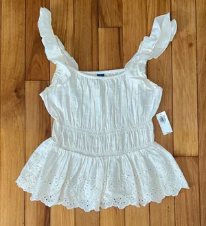 NWT Old Navy Cream Eyelet Top thumbnail 1