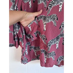 World Market Zebra Print Ruffle Bell Sleeve Blouse Mauve Pink L/XL thumbnail 5