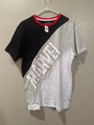NWT Disney Parks Our Universe Marvel Ringer T-shirt Multi-Color Design Logo M thumbnail 1