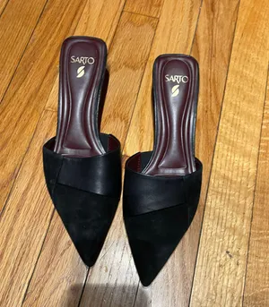 Franco Sarto Dune Leather Kitten Slip On Mules Sandals Pumps Heels coastal Pointed Toe Low Heel thumbnail 2