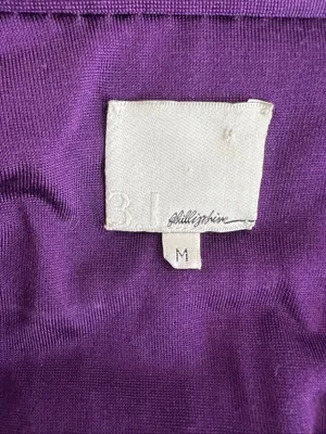 3.1 Phillip Lim Plum Purple Silk Blend Draped Ruched V Neck Midi Dress M thumbnail 5