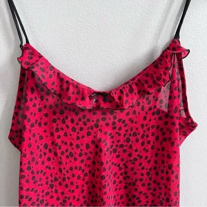 Natori Robe & Nightgown Set Red and Black Leopard Spots Ruffle Size Medium Large thumbnail 8