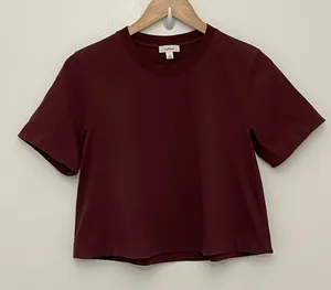 Wilfred Aritzia Women's Burgundy Cropped Top size Small thumbnail 1