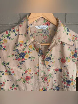 Vintage 1970s Womens Wrangler Floral Western Shirt M Flaws thumbnail 3