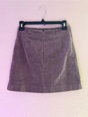 Altar’d State Lavender Corduroy Faux Wrap Button Mini Skirt Size S Fall thumbnail 6