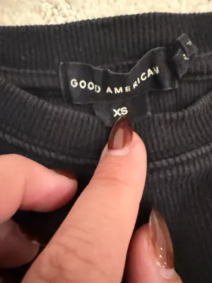 Good American Black Ribbed Short Sleeve Thong Bodysuit Size XS thumbnail 3