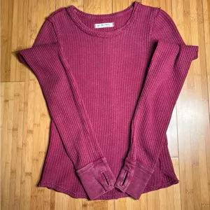 FREE PEOPLE We The Free Womens Roll With It Ribbed Distressed Thermal Shirt|Sz:S thumbnail 11
