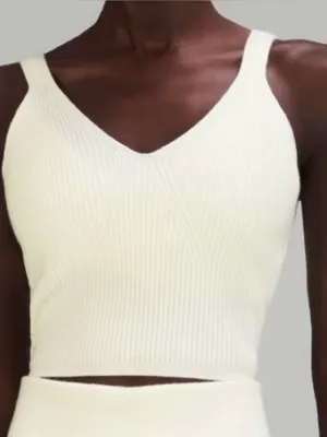 Lululemon Ribbed Knit Cropped Tank Top Lemon Sorbet NWT attached Size 12 thumbnail 3