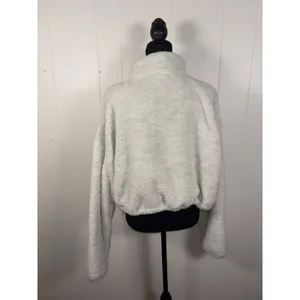 OFFLINE by Aerie Women's‎ Xl White Fleece Zip-Up Teddy Jacket Cropped * thumbnail 2