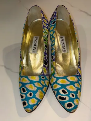Escada Vintage Animal Print Leather Slingback Heel 7.5 thumbnail 2