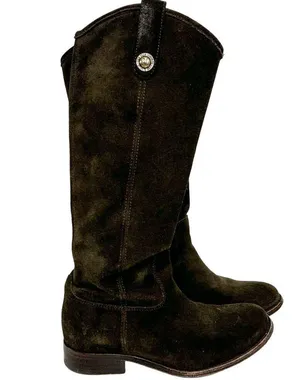 Frye Melissa Button Green, Fatigue Suede Tall Riding Boots 6 thumbnail 3
