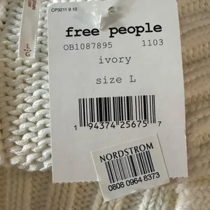 Free People Chunky Knit Sweetheart Mock Neck Sweater in Ivory White Large NWT thumbnail 13