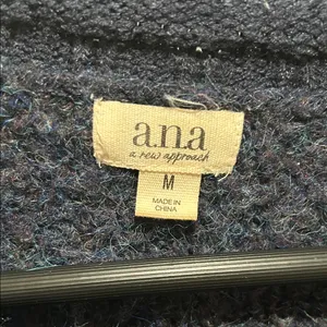 a.n.a. Women's Cozy Fuzzy Blue Wool Blend Split Rolled Hem Sweater thumbnail 7