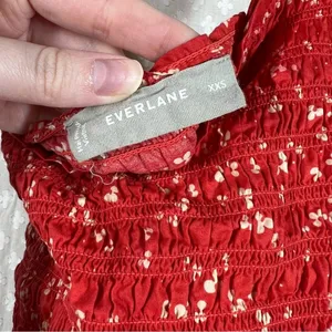 Everlane Red‎ White Floral The Smock Maxi Dress thumbnail 4
