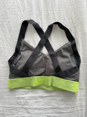 Nike Dri-Fit Gray & Neon Yellow Sports Bra thumbnail 2