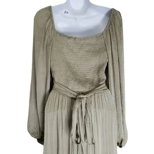 Anthropologie Mable Twist Cutout Tiered Maxi Dress Medium Green Puff Sleeve thumbnail 9