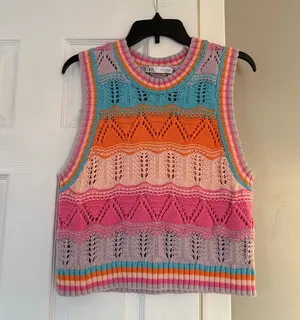 ZARA multicolor knit vest sweater thumbnail 1
