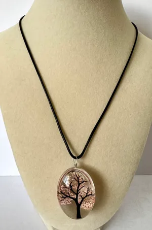 Light Pink Tree Pendant Necklace thumbnail 2