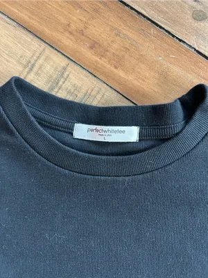 Perfect White Tee Katz Black Ribbed Cotton T Shirt L thumbnail 6
