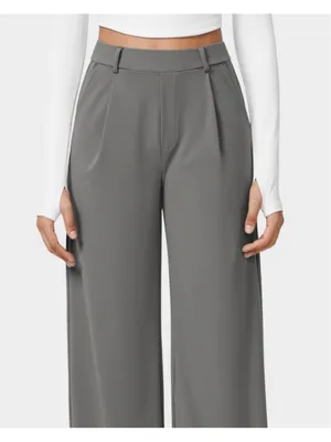 Size L Reg Halara Flex High Waisted Plicated Side Pocket Straight Leg Work Pants thumbnail 3