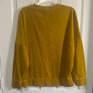 Aerie Women's Mustard Crewneck Velour Sweater thumbnail 3