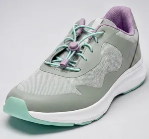 NWT Athletic Works Bungee Lace Jogger Sneakers Grey Purple Size 6 thumbnail 1