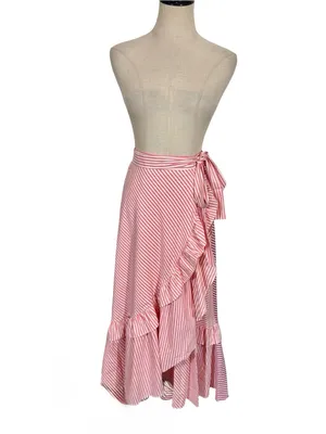 Anthropologie Maeve Penny Ruffled Striped Midi Skirt thumbnail 7