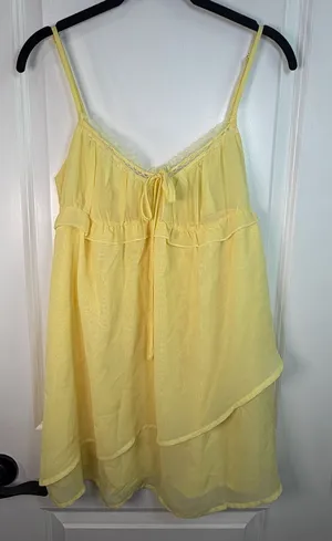 Grey Bandit Yellow Chiffon Lace Trim Babydoll Camisole Dress Size S BRD2836G-1 thumbnail 1