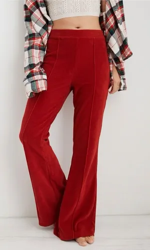 Aerie Groove-On Corduroy Flare Pants Womens S Sundried Red Y2K‎ 70s thumbnail 1
