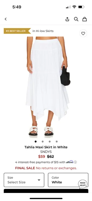 Revolve SNDYS Tahlia maxi white skirt thumbnail 2