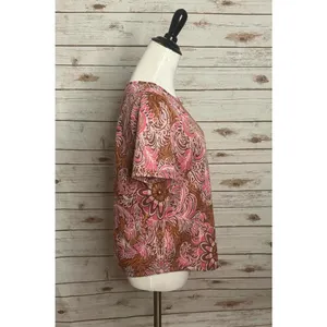 by Anthropologie metallic floral brocade short sleeve top Size Small thumbnail 4