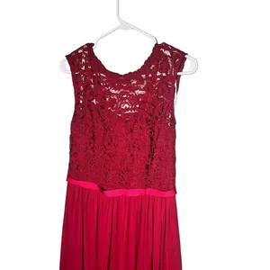 Davids Bridal Lace Bodice Maxi Dress Apple‎ Red Formal Bridesmaid Size 6 HOCO thumbnail 2