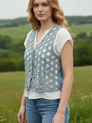 Vintage Susan Bristol Floral Lattice Cutout Cotton Vest S Cottagecore 1998 thumbnail 2