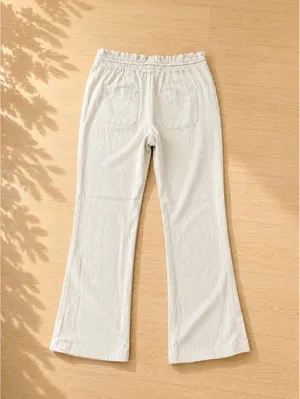 Roxy Linen Blend Wide Leg Pants Small Beige Drawstring Beach Resort thumbnail 2
