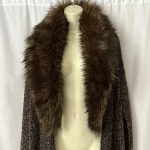 Michael Kors NWT Brown Long Sleeve Fur Trimmed Collar Cardigan Sweater **Sz S** thumbnail 3