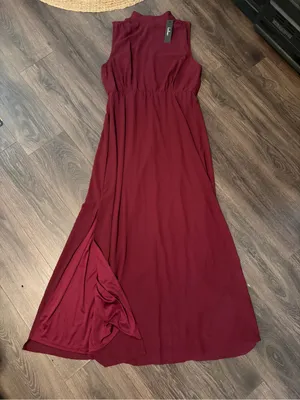 Lulu’s Plum Chiffon Sleeveless Mock Neck Maxi Dress NWT XL thumbnail 4