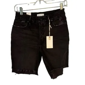 Good American Good 90s High Rise Raw Hem Icon Short in‎ Black Size 0/25 NWT thumbnail 5